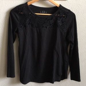 LOFT Black Long Sleeve Shirt- Small Petite